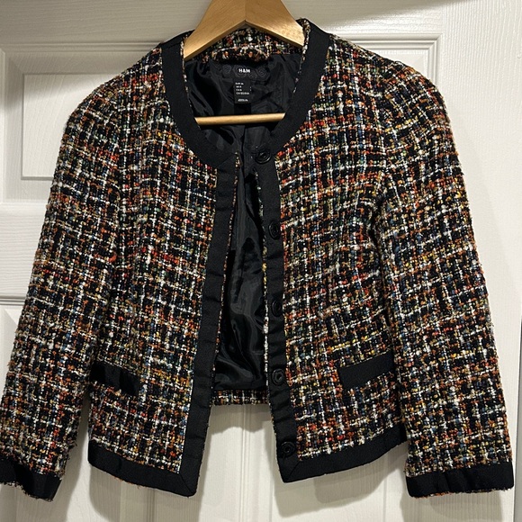 H&M Jackets & Blazers - Black and Multicolor Tweed Blazer